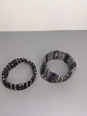 Magnetic Wrap Bracelets Set Of 2 Black And Multicolour One Size Fits All Y2K